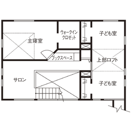 【岡崎市｜善匠】ぬり壁と無垢のシンプル＆かわいい35坪の等身大サイズ＜ZENSHOO岡崎西＞の間取り図(MH棟２階)