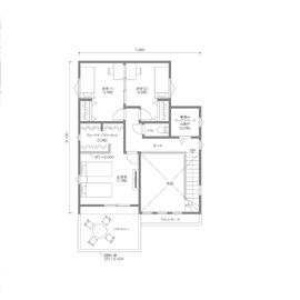 【断熱等級5/耐震等級3】ZEH水準のシュッとした家withキッチン　枚方市藤阪の間取り図(2階)