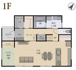 ＼見学予約受付中／つくば市みどりの南リアルサイズモデルハウス｜断熱等級６｜地震に強い｜防犯性◎の間取り図(1階)