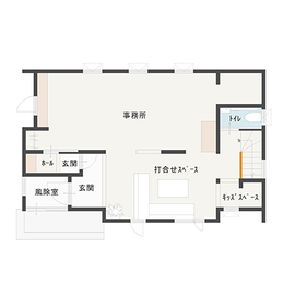 〈米沢ショールーム〉シンプルで洗練されたデザイン。断熱等級5の快適性能も体感できるの間取り図(1階)