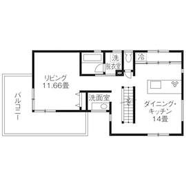 【匠技建/立川市/西砂町モデルハウス】趣味を楽しめる豊かな生活を提案する3階建てモデルハウスの間取り図(2階)