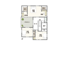 【岐阜市】家族が”楽しい”に出会う大空間。おうち時間を満喫するホテルライクな家－水海道モデルハウス-の間取り図(2階)