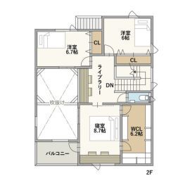 【本巣郡北方町】ZEHを超えるG2グレード×耐震等級３。吹き抜けがつなぐ大人モダンな家の間取り図(2階)