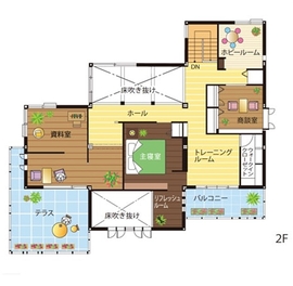 【セキスイハイム　宇部展示場】時を経ても続く価値ある住まいの間取り図(2階)