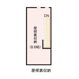 パパまるハウス 新潟市秋葉区下興野町モデルハウス｜4LDKの33坪プランの間取り図(屋根裏)
