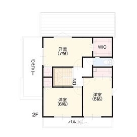 西蒲区巻5号棟｜パパまるハウス｜ママのために家事動線が考え抜かれたモデルハウスの間取り図(2階)