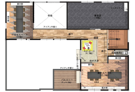 【プラスリッコ・アトリエ博多】「中庭のある平屋の暮らし」の体感モデルハウスの間取り図(2階)