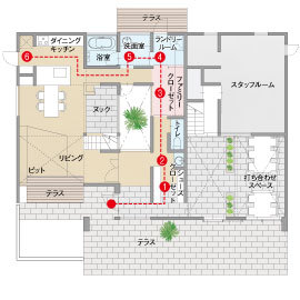 ゼロホーム｜草津展示場「BASE3 FAMILY」の間取り図(1階)