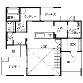 ゼロホーム｜枚方展示場「BASE3 next」の間取り図(1階)