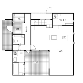 栃木建築社／宇都宮モデルハウス「MODERATE」／ZEHやIoTといった高性能とデザインが融合した住まいの提案の間取り図(1階)