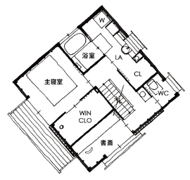 【コスモホーム｜名古屋市緑区】インナーガレージ・2坪離れのあるモデルハウス『ここちいい小さな家』の間取り図(2階)