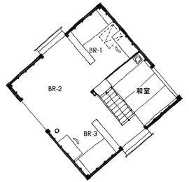 【コスモホーム｜名古屋市緑区】インナーガレージ・2坪離れのあるモデルハウス『ここちいい小さな家』の間取り図(3階)
