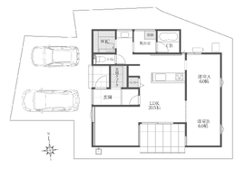 【ハウスジャパン｜高浜市論地町｜街角モデルハウス】暮らしを楽しむ余白のある平屋の間取り図(1階)