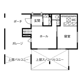 【茅ヶ崎市／ビルドインガレージ／テラス】茅ヶ崎東海岸北モデルハウスIIの間取り図(1階)
