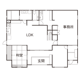 モデルハウスなんば第1 【開放的な吹抜けと2つの空間デザイン　なんば住宅博内】の間取り図(1階)