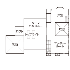 モデルハウスなんば第1 【開放的な吹抜けと2つの空間デザイン　なんば住宅博内】の間取り図(3階)