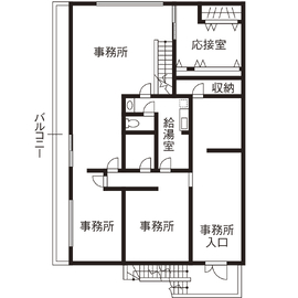 【川越市】緑の中の隠れ家カフェのようなリラックスショールーム「green+floor（グリーンプラスフロア）」の間取り図(2階)