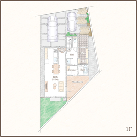 東浦町石浜緑が丘モデルハウス「Mellow」の間取り図(１階)