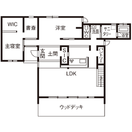 【大分市】sketchパークプレイス大分店　「niko and ... 」とのコラボ住宅「ink」モデルハウスの間取り図(1階)