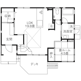 湘南モデルハウスの間取り図(1階)