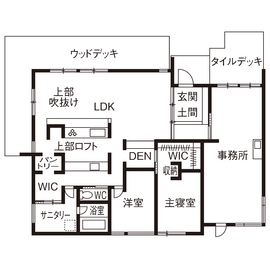【熊本県八代市】Lib Work熊本の平屋八代店　「Laiton」モデルハウスの間取り図(1階)