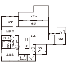 【sketchモデルハウス】「niko and ...」とコラボの「ink」モデルハウス　hit大野城住宅展示場店の間取り図(1階)