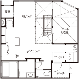 R＋house京都宇治　城陽モデルハウスの間取り図(1階)