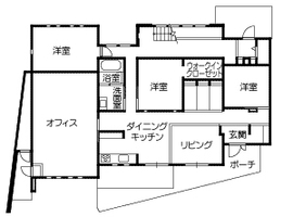 【アクティエ　立川モデルハウス】それぞれの家族が快適に暮らせる3世帯住宅の間取り図(1階)