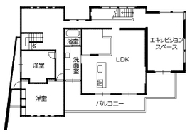 【アクティエ　立川モデルハウス】それぞれの家族が快適に暮らせる3世帯住宅の間取り図(2階)