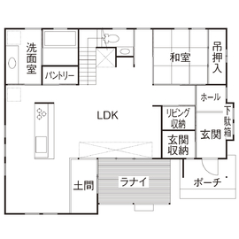 【全館冷暖房でカフェのような居心地】各務原モデルハウスの間取り図(1階)