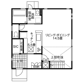 【秦野市ZERO-CUBEモデルハウス】プロジェクトネームは「おうちキャンプ」の間取り図(1階)
