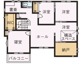 和奏建設／館林ハウジングステージ会場内／館林モデルハウスの間取り図(2階)