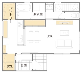 【奈良モデル】収納スッキリ、さらぽかお手本住宅の間取り図(1階)