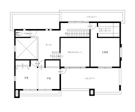 【四日市市｜住生活研究所】平屋、2階、2.5階と3種の建物が一度に見学できるのが魅力＜四日市展示場＞の間取り図(モデル2階)