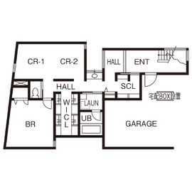【小野原モデルハウス】＠大阪府箕面市 ／ 街中の喧騒を感じさせない緑豊かな暮らしの間取り図(1階)