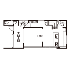 ＼来場予約受付中／【本社ショールームの隣にグランドオープン！】The Sauna ＋ Style Houseモデルハウスの間取り図(1階)