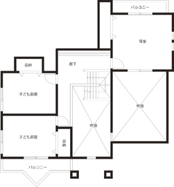 【インターパーク近く】建物価格の分かりやすさ健康塗り壁の心地よさを体感するモデルハウスの間取り図(２階)