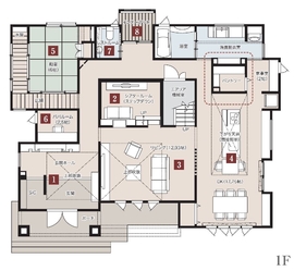 【土浦下高津】上質を味わう空間デザインがこだわりのモデルハウス｜お子様連れ・土地なし歓迎/駐車場ありの間取り図(1階)