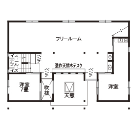 意匠性と省エネのGOODバランス「天然木の家」モデルハウス（桃山六地蔵住宅博内）の間取り図(2階)