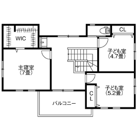 【岐阜市/アサヒグローバルホーム岐阜店】コンパクト動線で家事を時短！「家事育児・共働き・楽ちん住宅」の間取り図(2階)