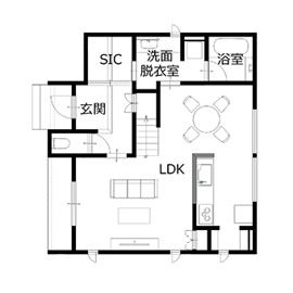 【新潟市西区鳥原】光英住宅の高性能モデルハウスの間取り図(1階)