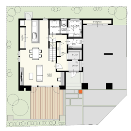 【新潟県長岡市】オーガニックハウス／イデアデザインハウス モデルハウスの間取り図(1階)