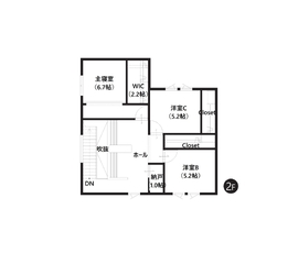 【ロゴスホーム/千歳市高台｜モデルハウス】アーチデザインが光る、モダンな家“VILLA(ヴィラ)”の間取り図(２階)