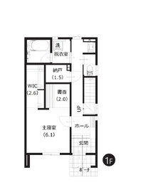 【ロゴスホーム/名古屋市緑区｜モデルハウス】ホテルライクな都市型住宅で、アクティブで楽しい毎日をの間取り図(1階)