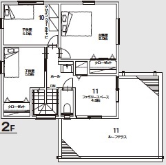 桧家住宅　東松山展示場の間取り図(2階)