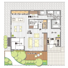 桧家住宅　松本南展示場の間取り図(1階)