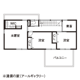 マチかど展示場「清須西市場の家（アールギャラリー）（Fの家）」｜住宅地に建つ“リアルサイズの展示場”の間取り図(2階)