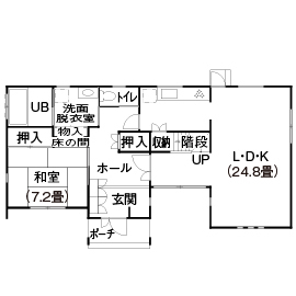 『家族だんらんの家』昭和建設　熊本展示場の間取り図(1階（第1）)