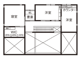 【三和木の家】小牧展示場｜まるで平屋のような2階建て。懐かしくも新しい「土間」のある和モダンの間取り図(2階)
