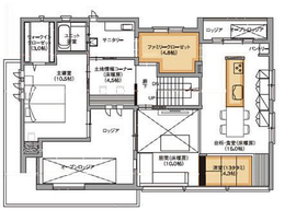 【ヘーベルハウス　和歌山FREX展示場】＠和田川橋バス停すぐ　駐車場有　多彩なシーンを提案する二世帯住宅の間取り図(2階)